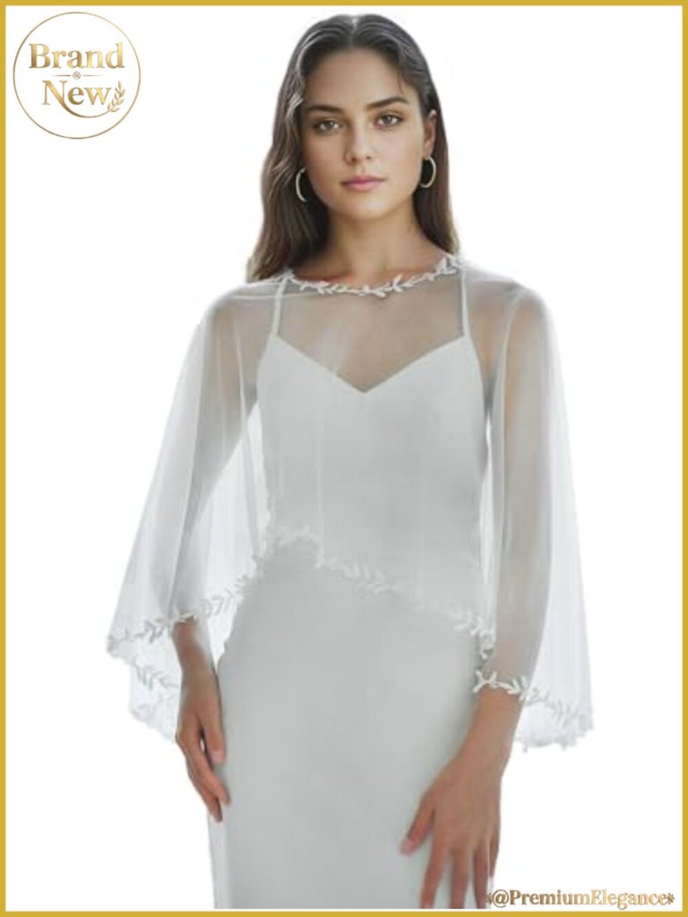 Bridal Tulle Cape Shawl Elegant Embroidered Wedding Dress Cover Up